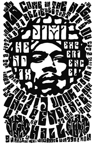 Jimi Hendrix Black White Poster
