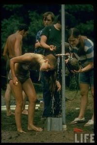 Taking a shower during the festival